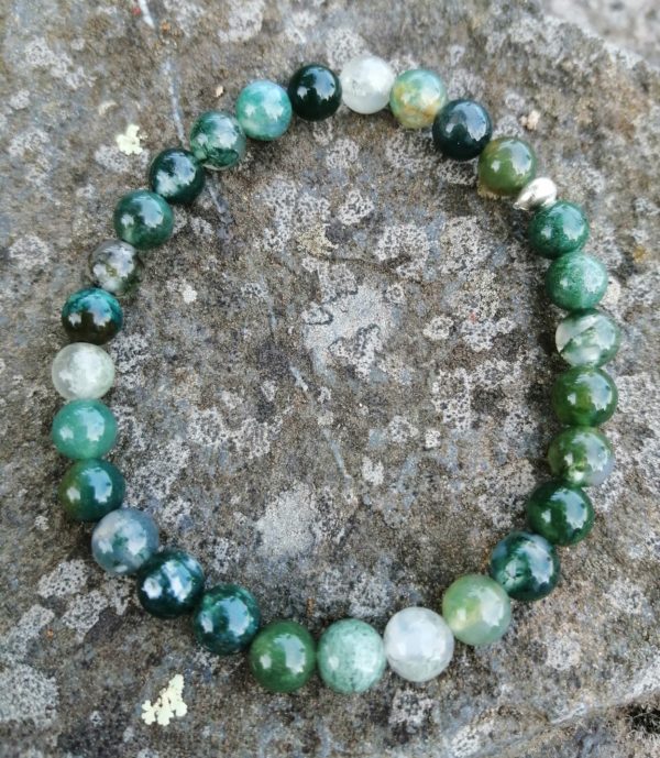 Bracelet femme en agate mousse verte