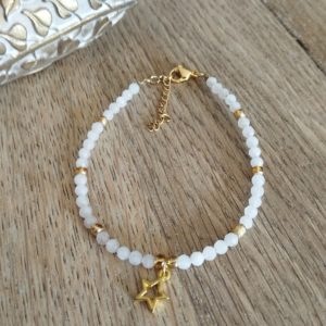 Bracelet de cheville en quartz rose