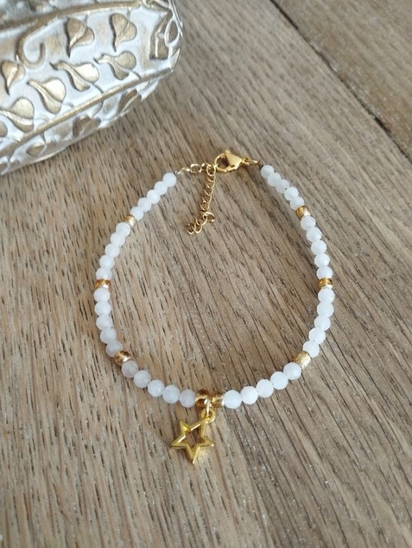 Bracelet de cheville en quartz rose