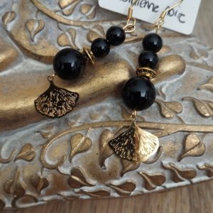 Boucles d'oreille en Obsidienne noire