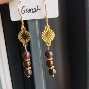Boucles d'oreille en Grenat