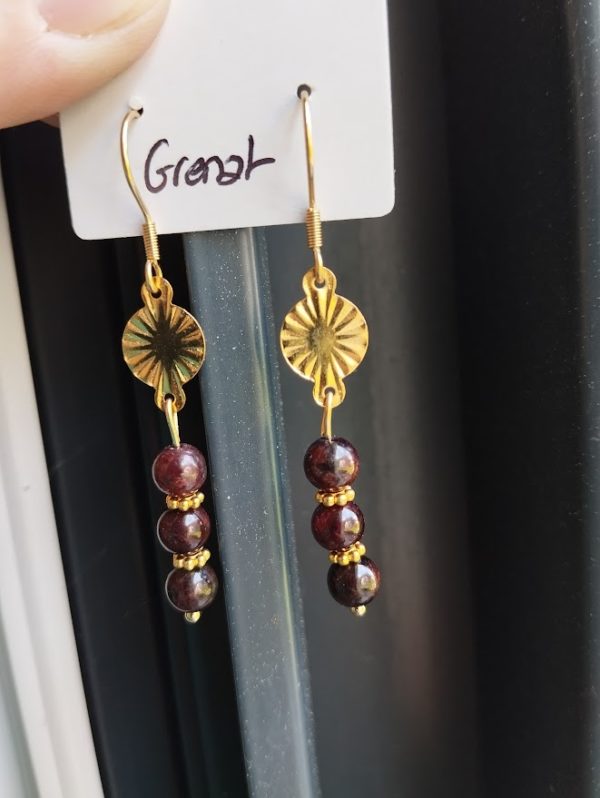 Boucles d'oreille en Grenat