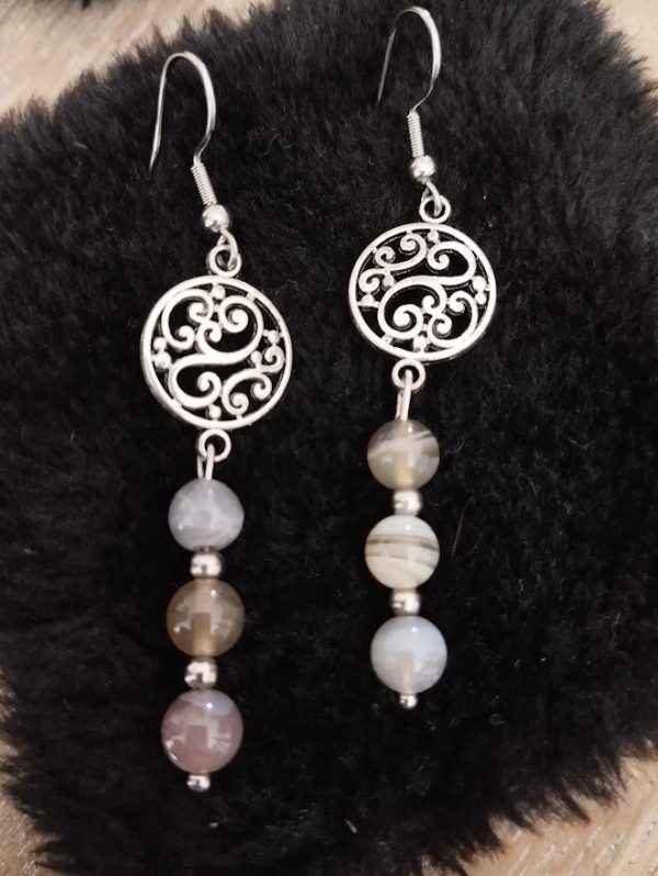 Boucles d'oreille en Agate de Botswana