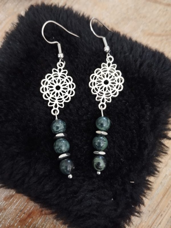 Boucles d'oreille en Jaspe kambaba